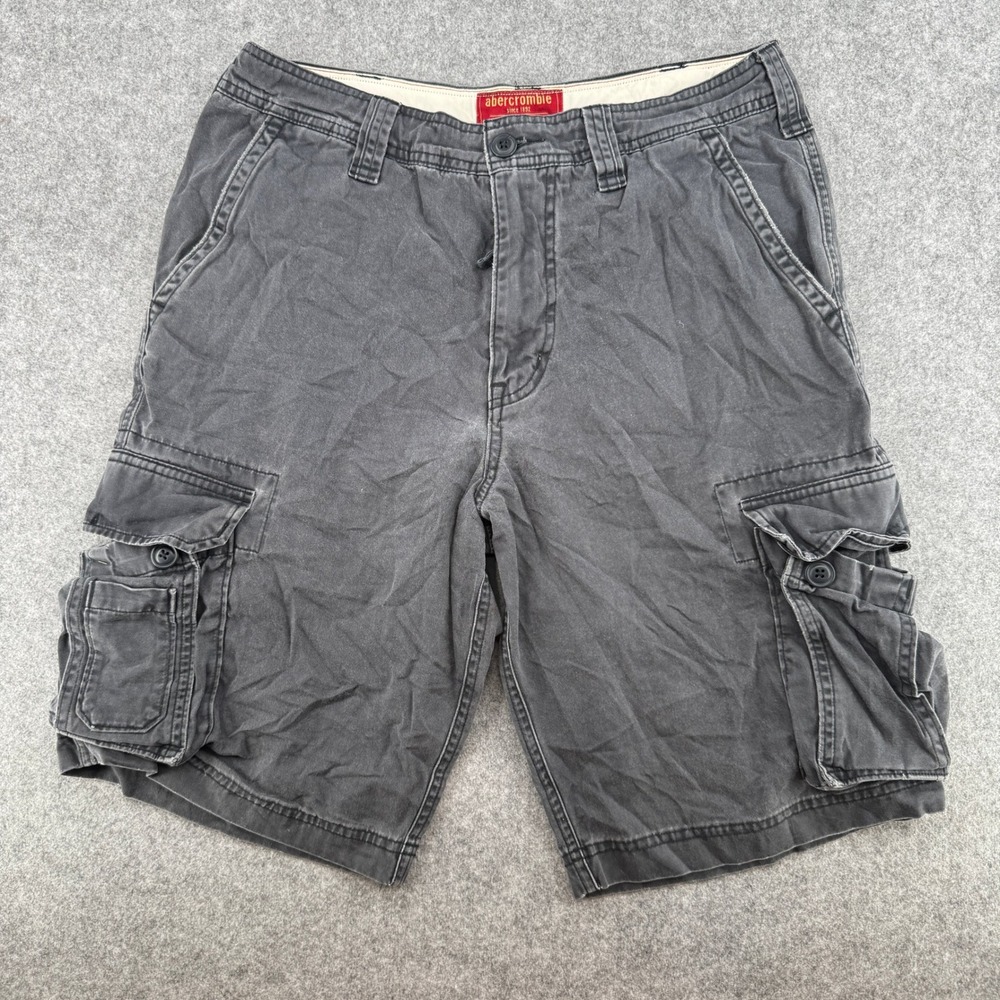 Abercrombie Cargo Shorts Mens 16 Classic Utility Charcoal Grey EUC